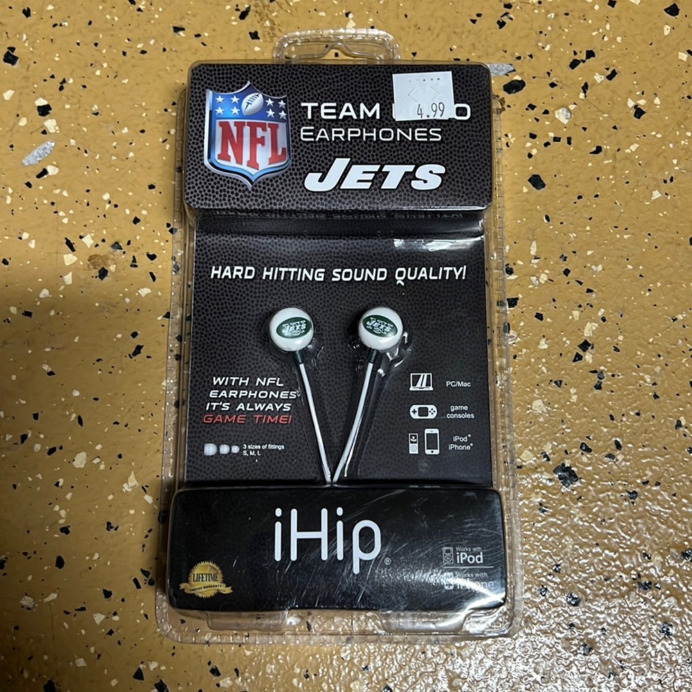 Brand New in Box New York Jets Team Logo Earphones